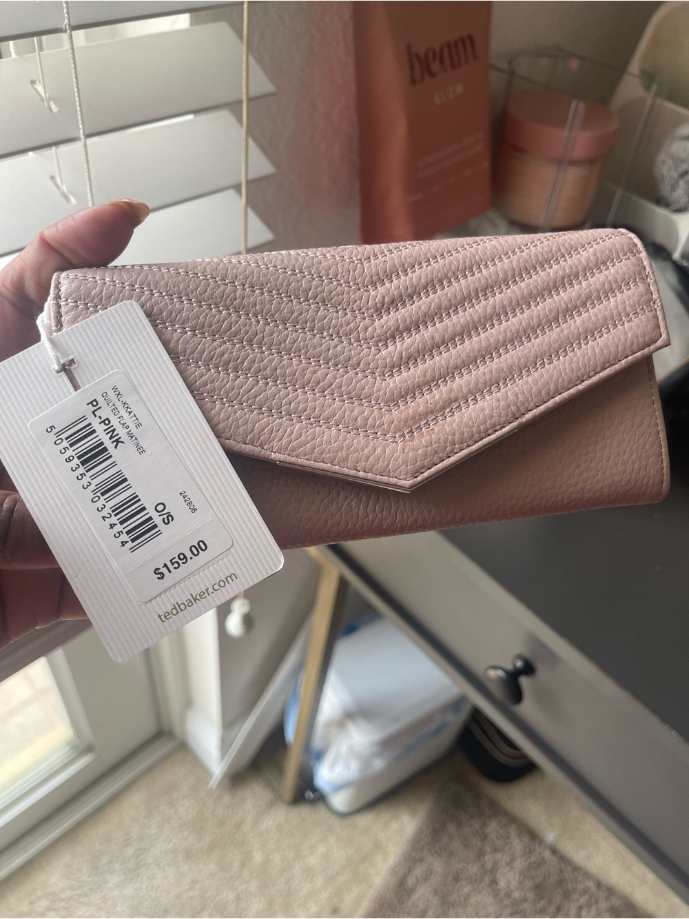 NWT Ted Baker London Lavender Quilted Flap Wallet - Picture 3 of 7
